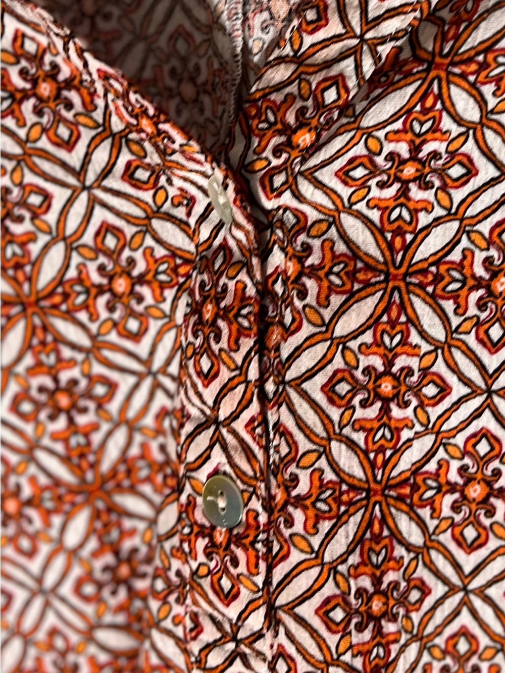 Woman Within Rust and White Printed V-Neck Tunic